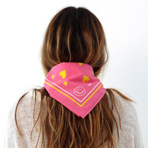 Drippy heart pink bandana in 100% cotton - Shop women's cute cotton bandanas by Kerri Rosenthal
