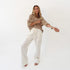 Summerland V-neck tan pullover sweater with palazzo pants - Shop pullover sweaters & pants by Kerri Rosenthal