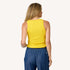 KR ribbed cotton blend golden yellow tank top with a contrast embroidered heart by Kerri Rosenthal