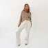 Summerland pullover sweater v neck in cotton-slub blend with wide leg palazzo pants by Kerri Rosenthal
