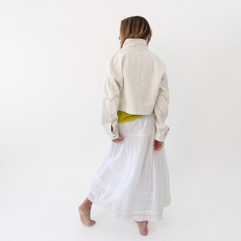 White jacket denim with and white long maxi skirt - Shop women's cotton tank tops & denim jackets by Kerri Rosenthal