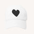 Baseball Heart Patch white and black cap hat 100% cotton - cute baseball caps by Kerri Rosenthal
