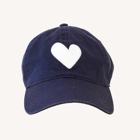 KR baseball heart patch indigo blue cap hat 100% cotton - cute baseball caps by Kerri Rosenthal