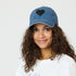 KR Imperfect black heart denim baseball cap hat in 100% cotton - Cute womens baseball caps hats by Kerri Rosenthal.