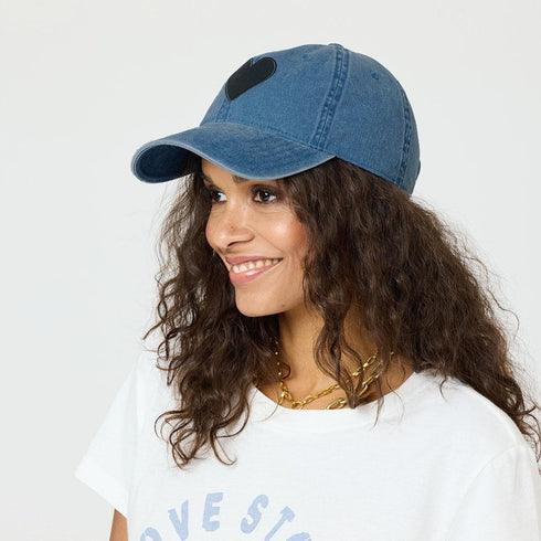 KR Imperfect Heart denim baseball cap hat in 100% cotton by Kerri Rosenthal
