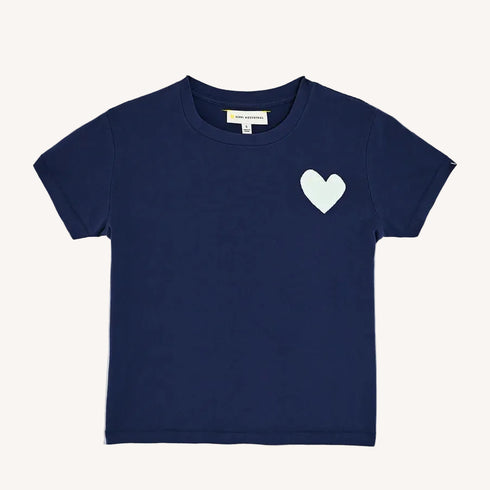 Suke contrast imperfect heart indigo blue tee in 100% cotton - Shop women's cute tees by Kerri Rosenthal