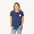 Suke contrast imperfect heart indigo blue tee in 100% cotton - Shop women's cute tees by Kerri Rosenthal