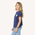 Suke contrast imperfect heart indigo blue tee in 100% cotton - Cute women's tees by Kerri Rosenthal