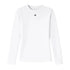 KR Long Sleeve Rib white tee in cotton blend with a tiny imperfect heart - Shop women's tees by Kerri Rosenthal