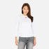 KR Long Sleeve Rib white tee in cotton blend with a tiny imperfect heart - Shop women's tees by Kerri Rosenthal