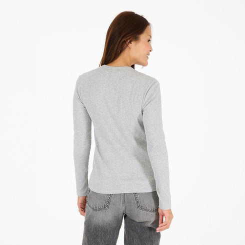 KR long sleeve rib heather gray tee in soft cotton blend with a tiny imperfect heart - Shop women's tees by Kerri Rosenthal