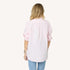 Mia pink oxford button-up shirt in 100% cotton with heart elbow patches. Cute women's button-up shirts by Kerri Rosenthal.