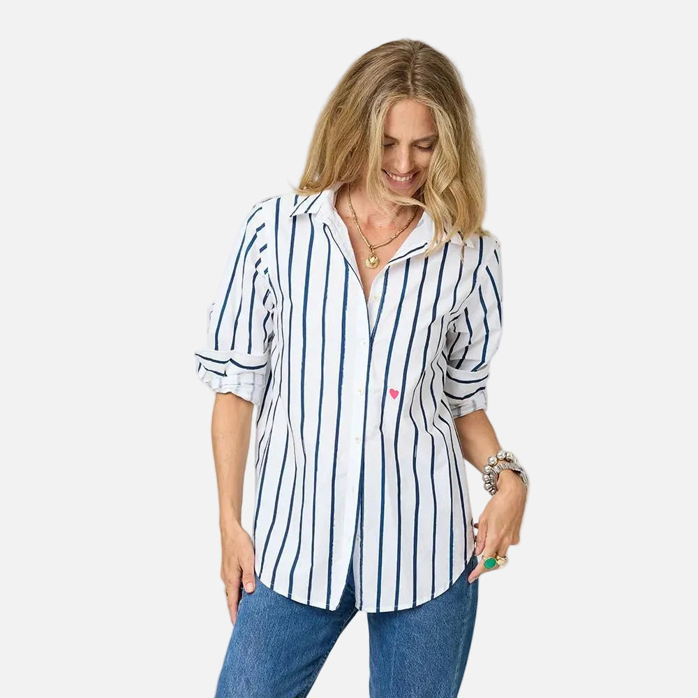Mia Mr.Sharpie White with Blue Stripes Shirt – KERRI ROSENTHAL