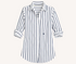 Mia Mr.Sharpie white with blue stripes oxford button up shirt in 100% cotton with tonal elbow patches by Kerri Rosenthal
