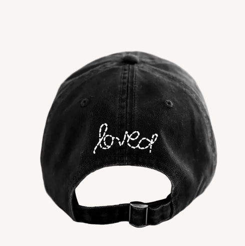 KR baseball heart patch black white cap hat 100% cotton - cute baseball caps by Kerri Rosenthal