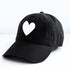 KR baseball heart patch black white cap hat 100% cotton - cute baseball caps by Kerri Rosenthal