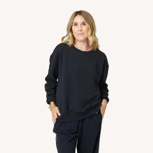 Ex-Boyfriend patchwork black sweatshirt in 100% cotton fleece with heart elbow patches - Shop women's sweatshirts by Kerri Rosenthal