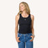 KR ribbed black tank top in cotton blend with a tiny embroidered heart - Shop women's tank tops by Kerri Rosenthal