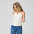 KR ribbed off white oatmeal tank top in cotton blend with a tiny embroidered heart - Shop women's tank tops by Kerri Rosenthal