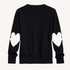 Patchwork cotton black pullover sweater in cotton cashmere blend with heart elbow patches - Shop women's pullover sweaters by Kerri Rosenthal