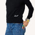 Patchwork cotton black pullover sweater in cotton cashmere blend with 'Loved' artwork - Shop women's pullover sweaters by Kerri Rosenthal