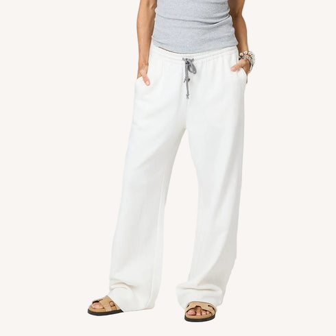 Weekend Barb white sweatpant in 100% cotton fleece - Shop women's cute sweatpants by Kerri Rosenthal