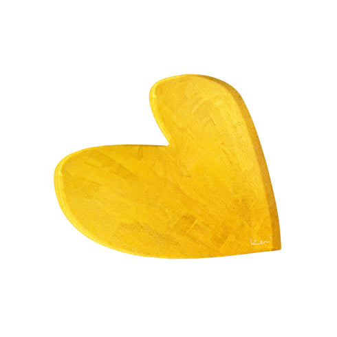 Imperfect Heart Rock of Love in gold acrylic mini art by Kerri Rosenthal.