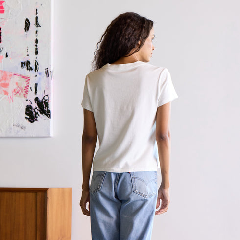 short sleeve white tee with navy imperfect drippy heart graphic tees - cute t-shirts by Kerri Rosenthal