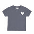 The Suke Tee Contrast Imperfect Heart carbon charcoal grey tee shirt with white heart - cute designer fashion tees by Kerri Rosenthal