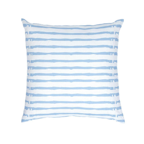 White ground with blue stripe Bibliotheque cute decorative pillow by Kerri Rosenthal