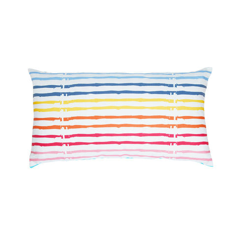 Bibliotheque white ground with multi stripe cute rectangular lumbar decorative throw pillow by Kerri Rosenthal