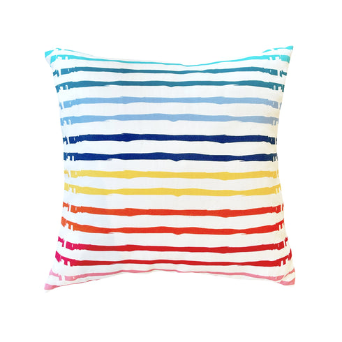 White ground with multi stripe Bibliotheque cute decorative square throw pillow by Kerri Rosenthal