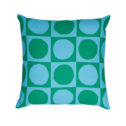 Blue green Yin + Yang cute decorative throw pillows by Kerri Rosenthal