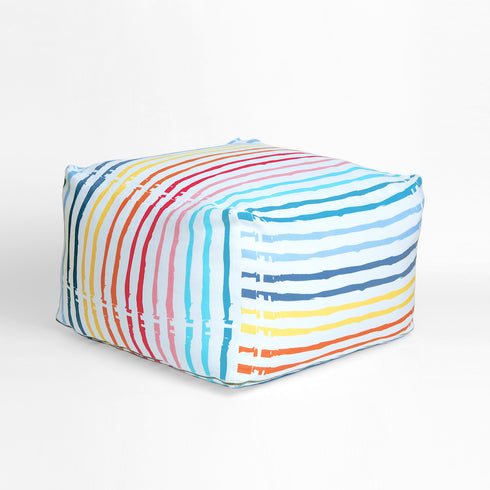 Vibrant colorful Bibliotheque rainbow multi stripe floor block ottoman - Home Decor by Kerri Rosenthal