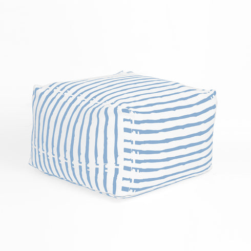 Bibliotheque blue white stripe floor block ottoman throw pillow and wall paper - Home Decor by Kerri Rosenthal