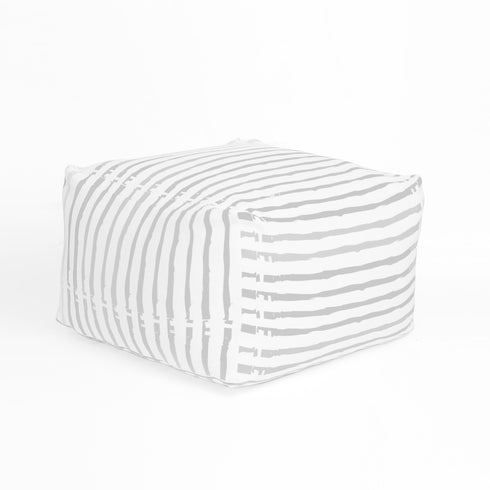 Bibliotheque grey white stripe floor block ottoman throw pillow and wall paper - Home Decor by Kerri Rosenthal