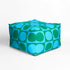 Blue green Yin + Yang Oyster Linen Fabric Soft Floor Block Ottoman by Kerri Rosenthal
