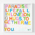 Paradise Life Original colorful word white framed wall art print coastal decor by Kerri Rosenthal