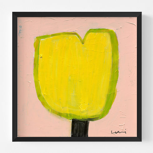 Lemon Tulip Original Painting inspired home interiors for modern living spaces by Kerri Rosenthal.