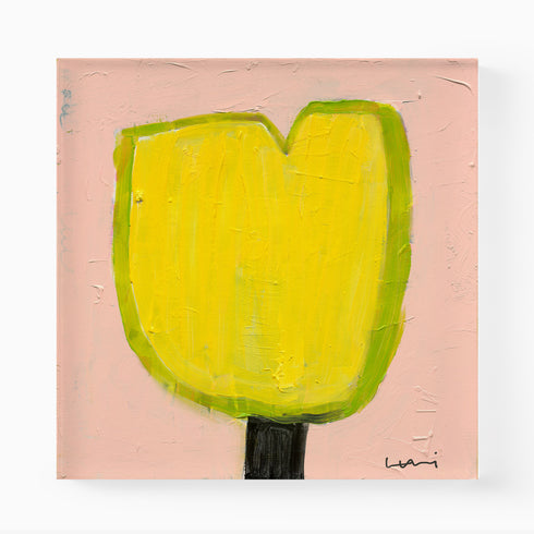 Lemon Tulip Original Painting inspired home interiors for modern living spaces by Kerri Rosenthal.
