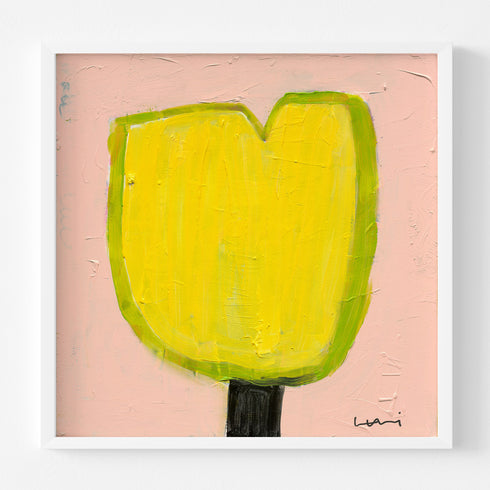 Lemon Tulip Original Painting inspired home interiors for modern living spaces by Kerri Rosenthal.