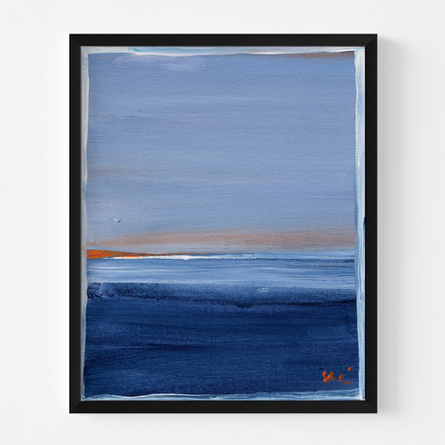 Santorini Sunset indigo blue art print by Kerri Rosenthal - Unique artwork for living room wall decor