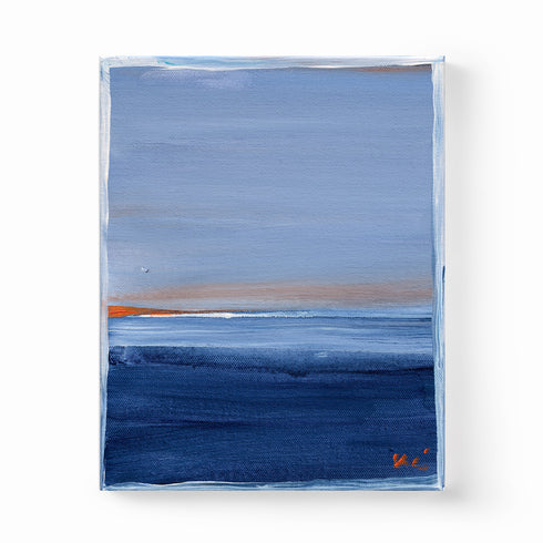 Santorini Sunset indigo blue art print by Kerri Rosenthal - Unique artwork for living room wall decor