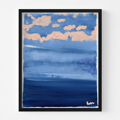 Mykonos Morning indigo blue art print by Kerri Rosenthal - Unique artwork for living room wall decor
