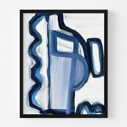 My Mykonos 1 Indigo blue art print by Kerri Rosenthal - Unique artwork for living room wall decor