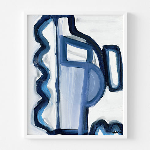 My Mykonos 1 Indigo blue art print by Kerri Rosenthal - Unique artwork for living room wall decor