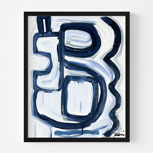 My Mykonos 2 Indigo blue art print by Kerri Rosenthal - Unique artwork for living room wall decor