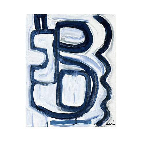 My Mykonos 2 Indigo blue art print by Kerri Rosenthal - Unique artwork for living room wall decor