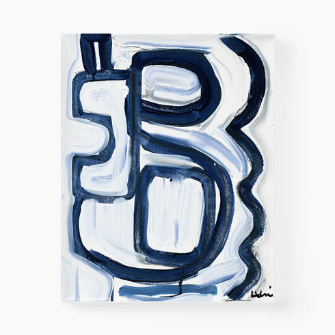 My Mykonos 2 Indigo blue art print by Kerri Rosenthal - Unique artwork for living room wall decor