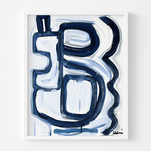 My Mykonos 2 Indigo blue art print by Kerri Rosenthal - Unique artwork for living room wall decor